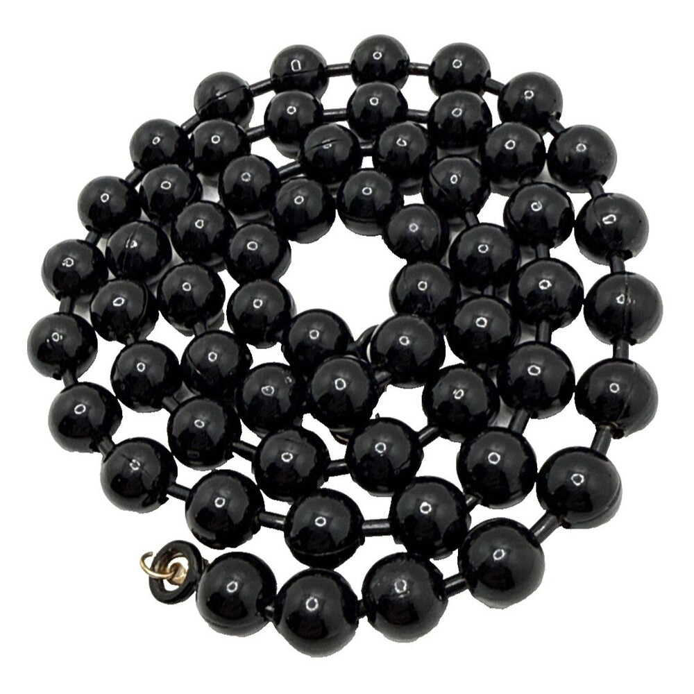 Vintage dEja Black Enamel Covered Ball Bead Chain Necklace 31" Long Statement - Picture 5 of 6